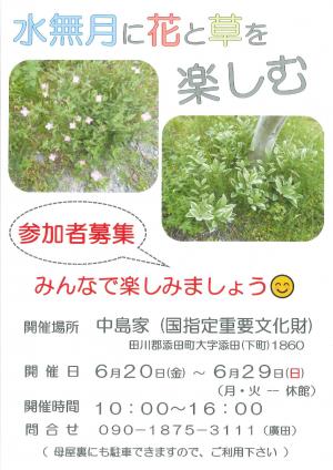 中島家住宅イベント水無月に花と草を楽しむ